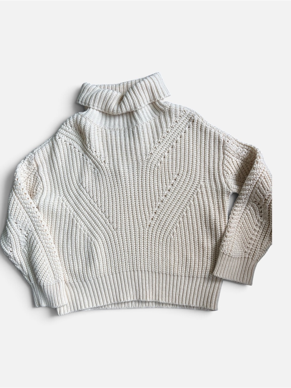 Skies Are Blue Cream Cable Turtleneck Sweater